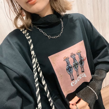 zebra back style TシャツBLACK"CACCAoriginal"