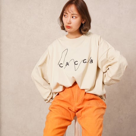 CACCAロゴロングTシャツbeige"CACCA original"