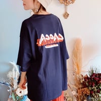 zebra柄LOGOオーバーサイズTシャツnavy"CACCA original"