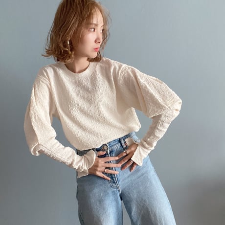 ジャガードマトンスリーブtops