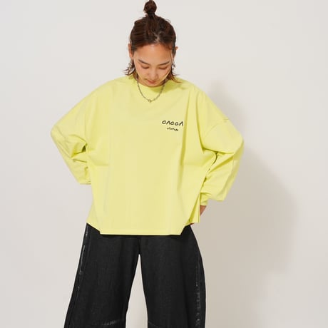 【良生地】colorfulロゴ longTシャツyellow Green"CACCA original"