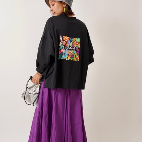 【良生地】colorfulロゴ longTシャツBLACK"CACCA original"