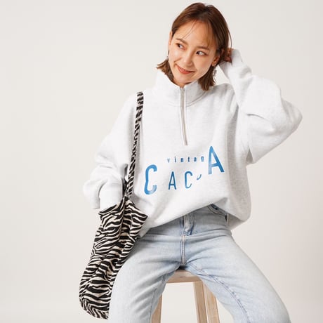 ハーフジップロゴスウェットアッシュ"CACCA original"