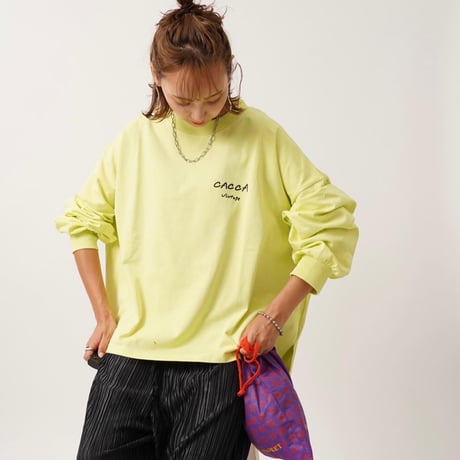 【良生地】colorfulロゴ longTシャツyellow Green"CACCA original"