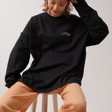 ART柄CACCAロングTシャツBLACK"CACCA original"