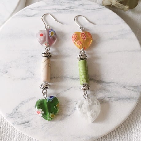 ハートガラスpierce.earring
