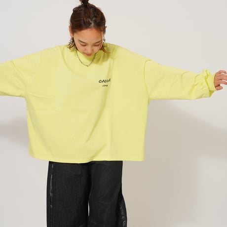 【良生地】colorfulロゴ longTシャツyellow Green"CACCA original"
