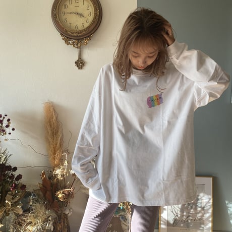 colorfulオーバーサイズロングTシャツWhite"CACCA original"