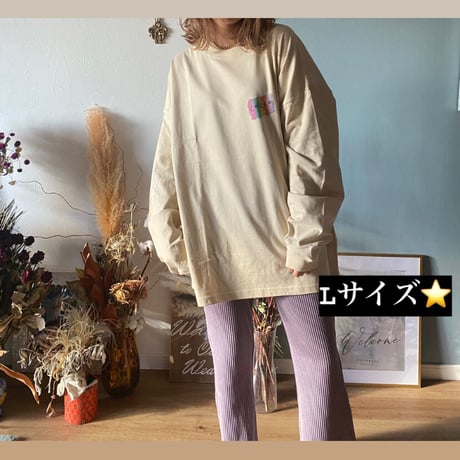 colorfulオーバーサイズロングTシャツbeige"CACCA original"