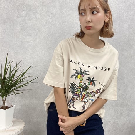zebraオーバーサイズTシャツbeige♡"CACCA original"