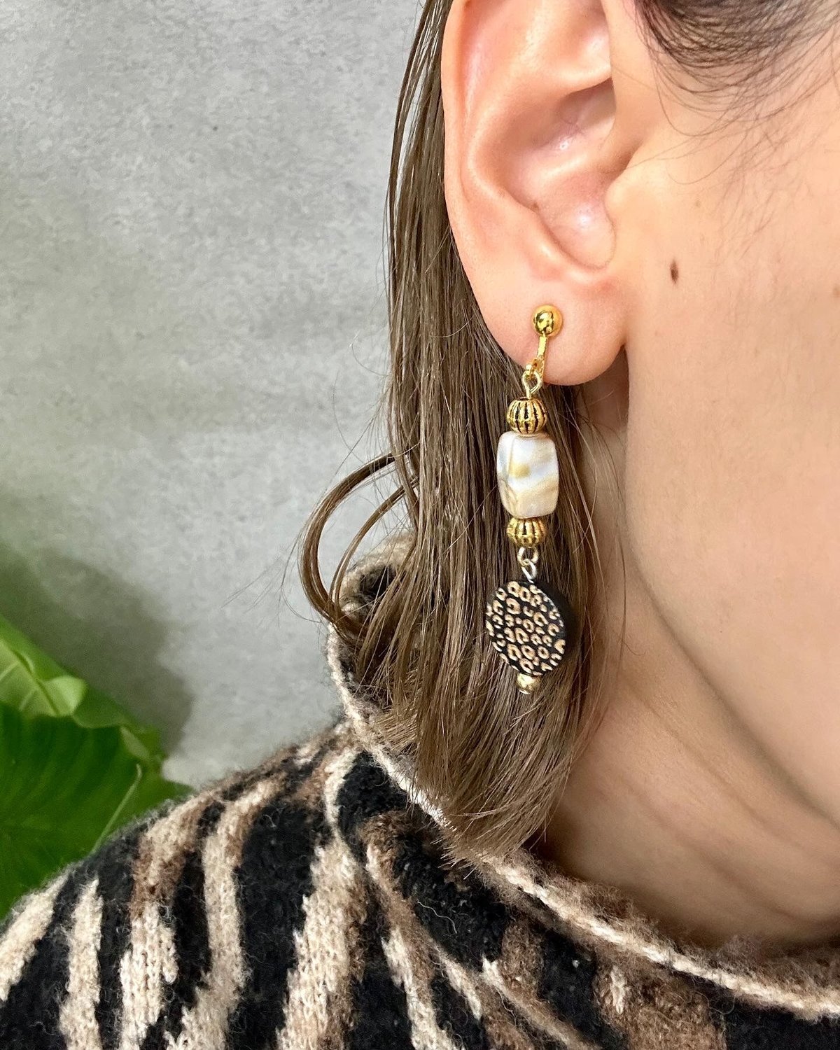 ヒョウ柄orgold sun pierce earring | CACCA STORE