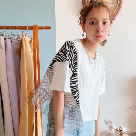 ISOZAImix zebraTシャツWhite " CACCA original"