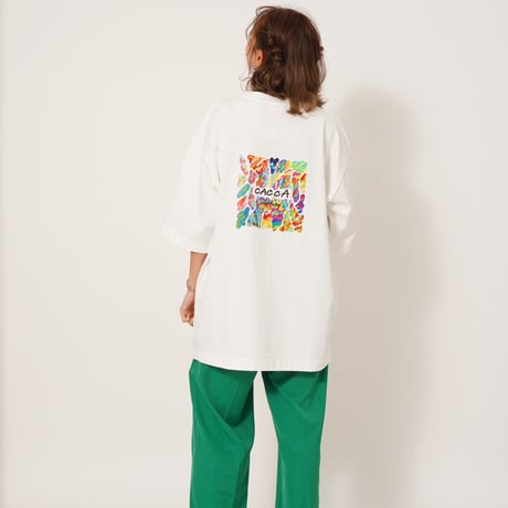 colorfulロゴBIGTシャツWhite"CACCA original"