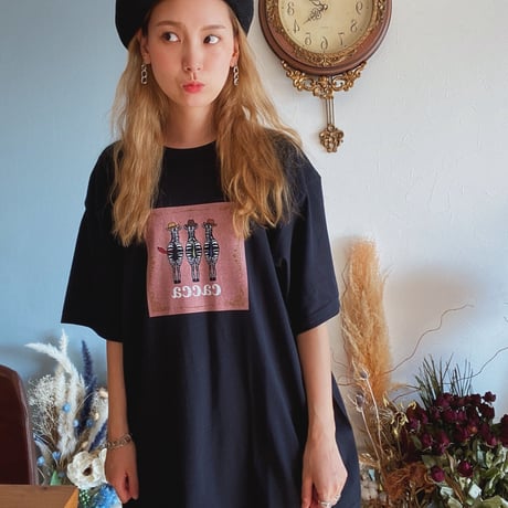 zebra back style TシャツBLACK"CACCAoriginal"