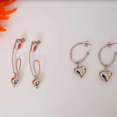 2wayシルバーbowl or Heart  pierce.earring