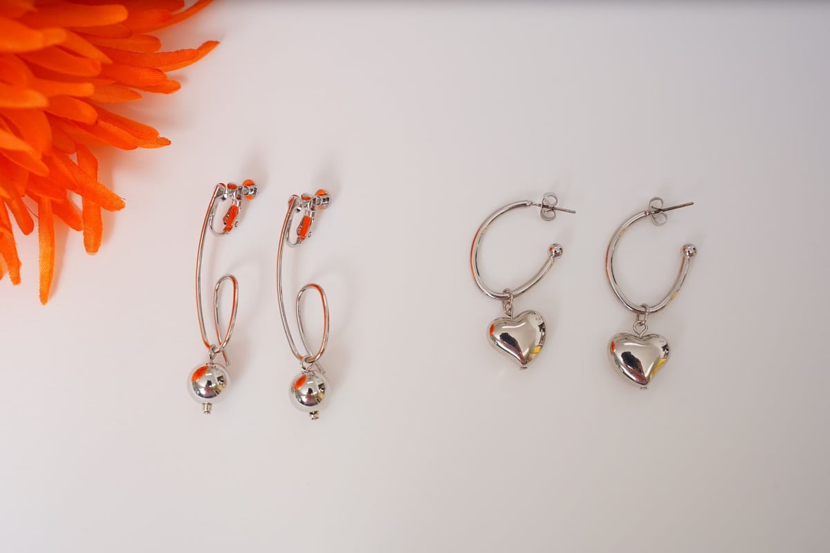 2wayシルバーbowl or Heart pierce.earring | CACCA S