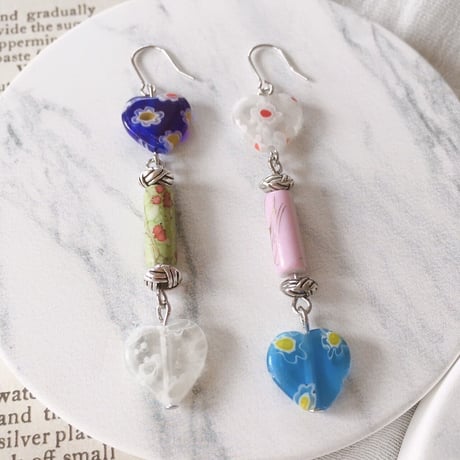 ハートガラスpierce.earring