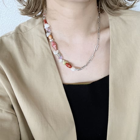 mix stone chain ネックレス