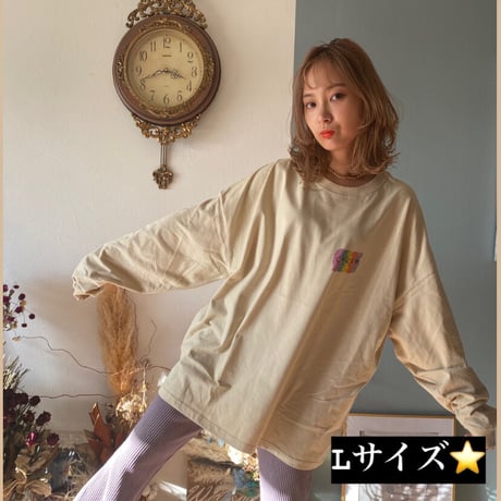 colorfulオーバーサイズロングTシャツbeige"CACCA original"