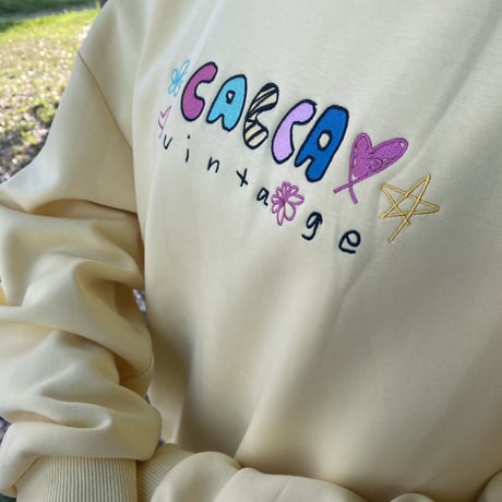 刺繍colorfulトレーナーyellow"CACCA original"