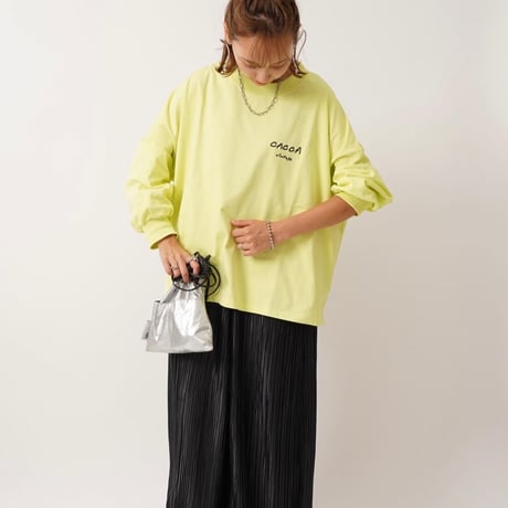 【良生地】colorfulロゴ longTシャツyellow Green"CACCA original"