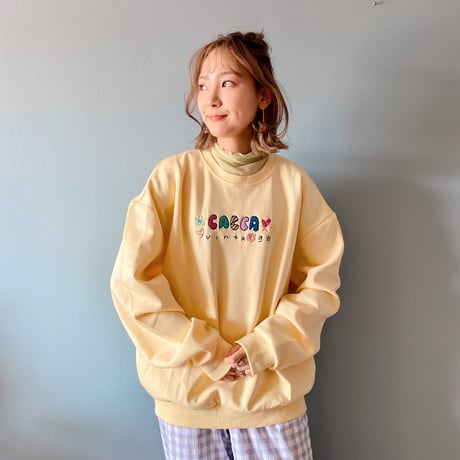 刺繍colorfulトレーナーyellow"CACCA original"
