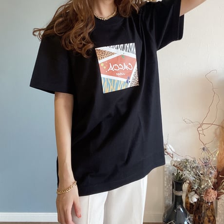 animal柄TシャツBLACK"CACCA original"