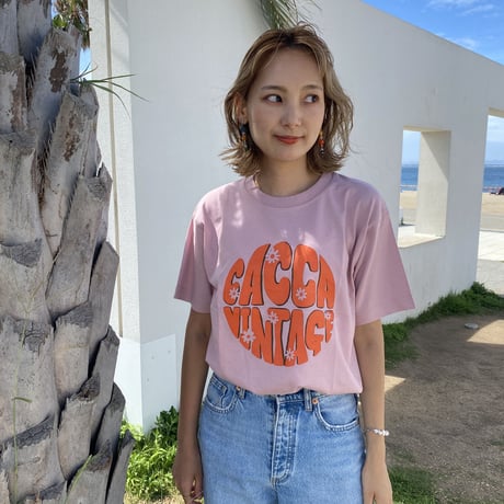 organic cotton ロゴTシャツpink"CACCA original"