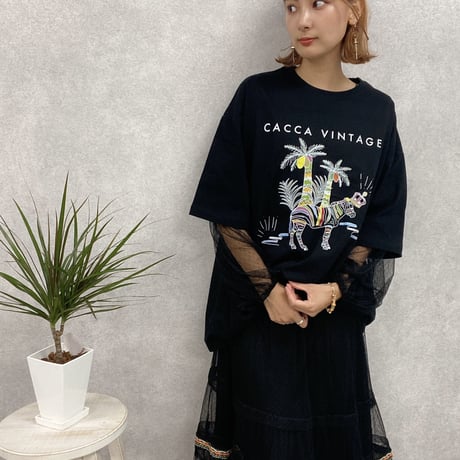 zebraオーバーサイズTシャツblack♡"CACCAoriginal"