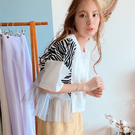 ISOZAImix zebraTシャツWhite " CACCA original"