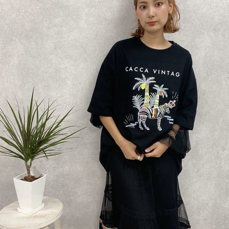 zebraオーバーサイズTシャツblack♡"CACCAoriginal"
