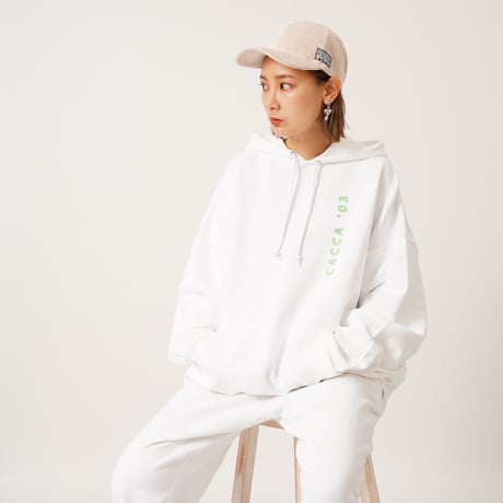 【再入荷】オーバーサイズロゴパーカーWhite"CACCA original"