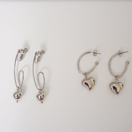 2wayシルバーbowl or Heart  pierce.earring