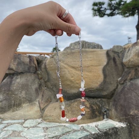 mix stone chain ネックレス