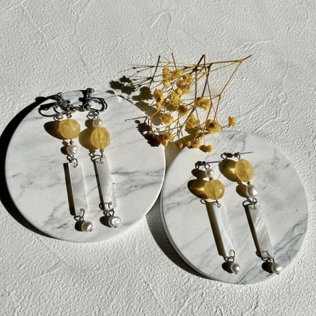 asymmetry yellow pierce earring