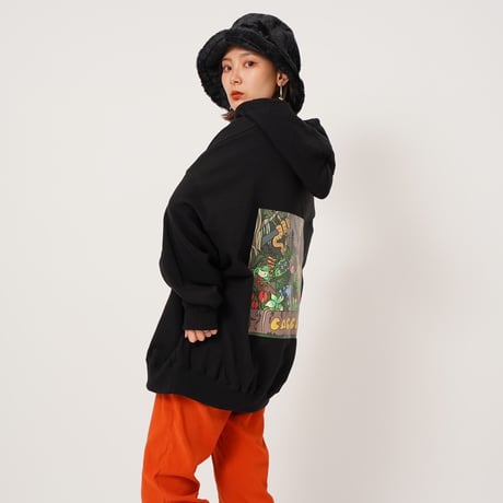 animalオーバーサイズパーカーblack"CACCA original"