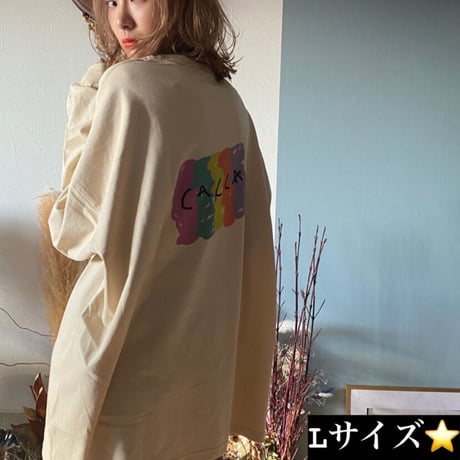 colorfulオーバーサイズロングTシャツbeige"CACCA original"