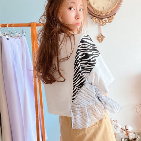 ISOZAImix zebraTシャツWhite " CACCA original"