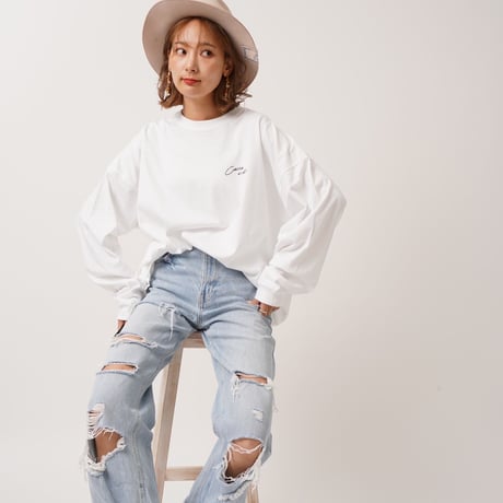 ART柄CACCAロングTシャツWhite"CACCA original"
