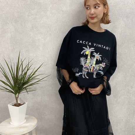zebraオーバーサイズTシャツblack♡"CACCAoriginal"