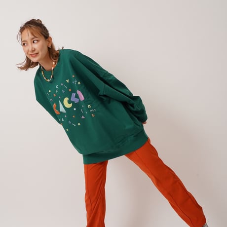 colorfulロゴオーバーサイズスウェットグリーン