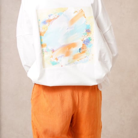 ART柄CACCAロングTシャツWhite"CACCA original"