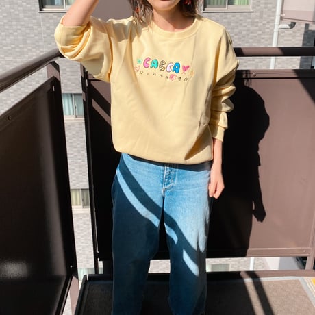刺繍colorfulトレーナーyellow"CACCA original"