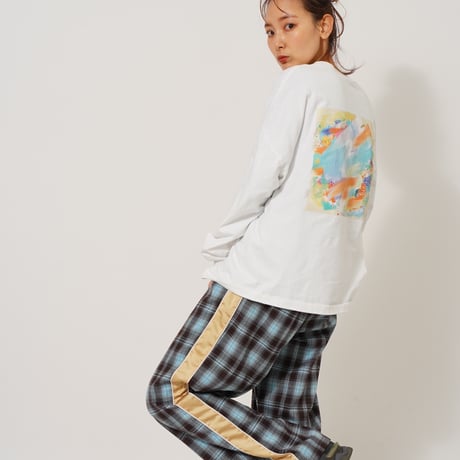 ART柄CACCAロングTシャツWhite"CACCA original"