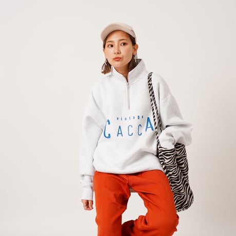 ハーフジップロゴスウェットアッシュ"CACCA original"