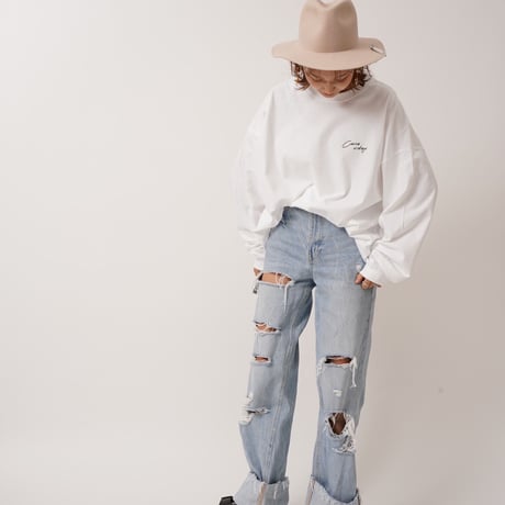 ART柄CACCAロングTシャツWhite"CACCA original"