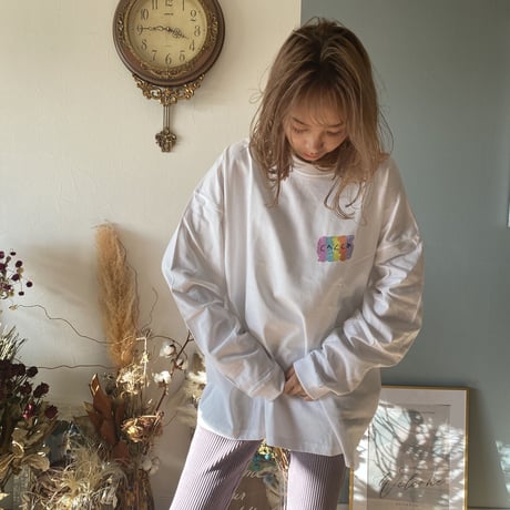 colorfulオーバーサイズロングTシャツWhite"CACCA original"