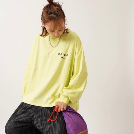 【良生地】colorfulロゴ longTシャツyellow Green"CACCA original"