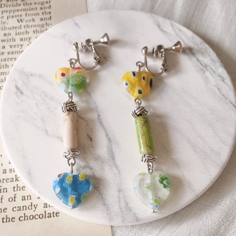 ハートガラスpierce.earring