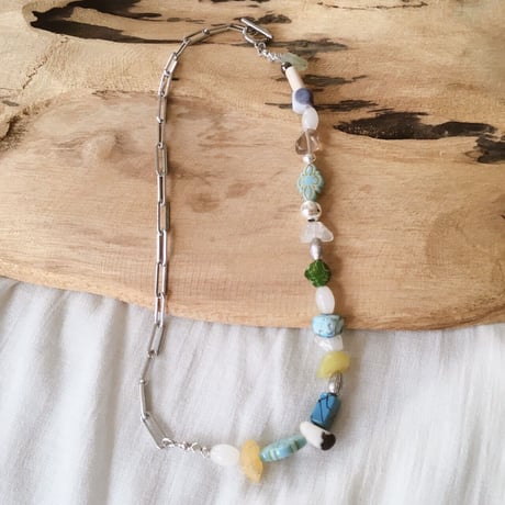 mix stone chain ネックレス